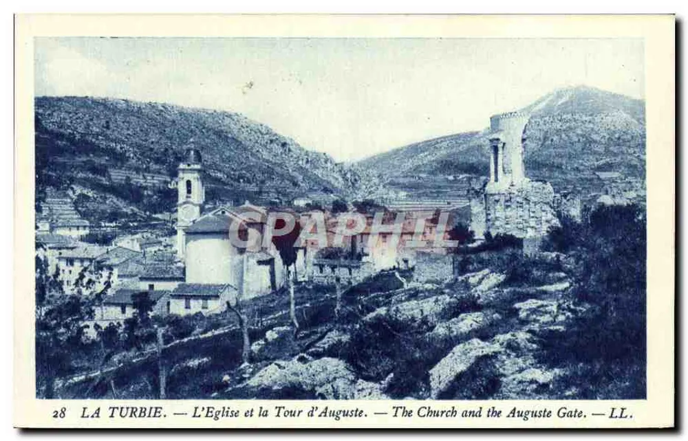 La Turbie — Die Kirche und die Turm von Augustus — LL - Vorderseite