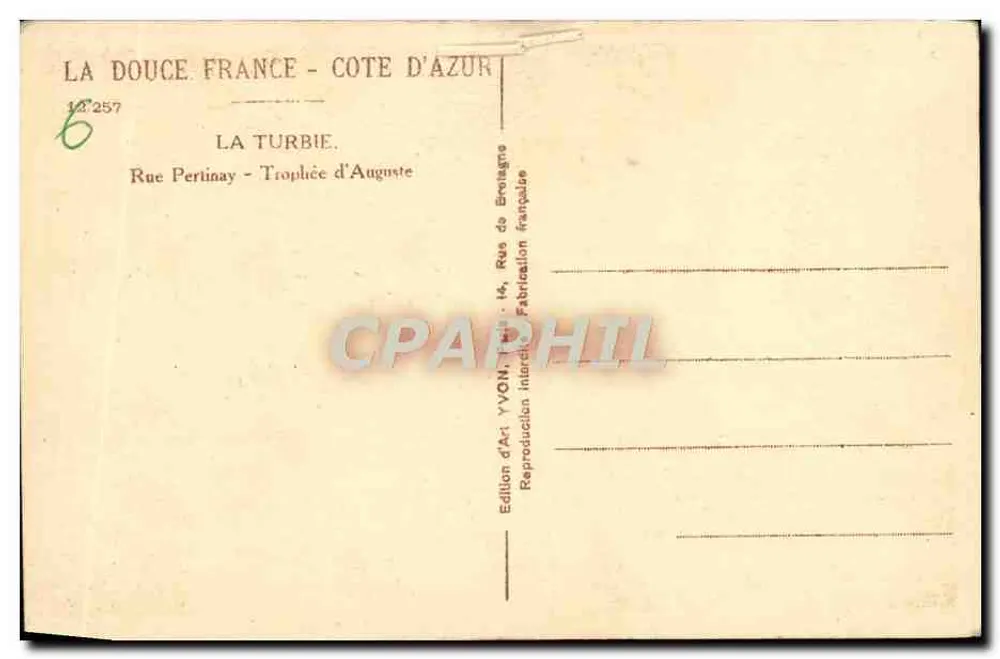 La Turbie — Romeinse toren — Editeurs d'Art YVON - Achterkant