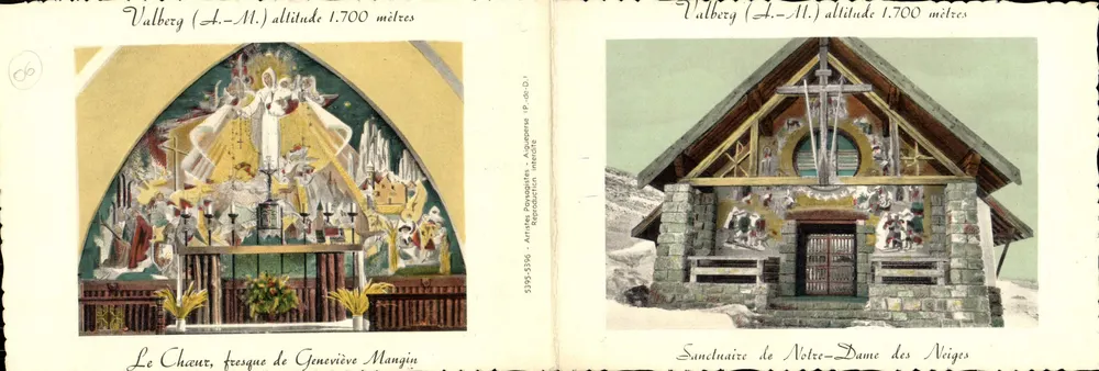 Valberg (L.-M.) Höhe 1.700 Meter — Der Chor, Fresko von Geneviève Mangin — Wallfahrtskirche Notre-Dame des Neiges — Reproduktion aus Erinnerung - Vorderseite
