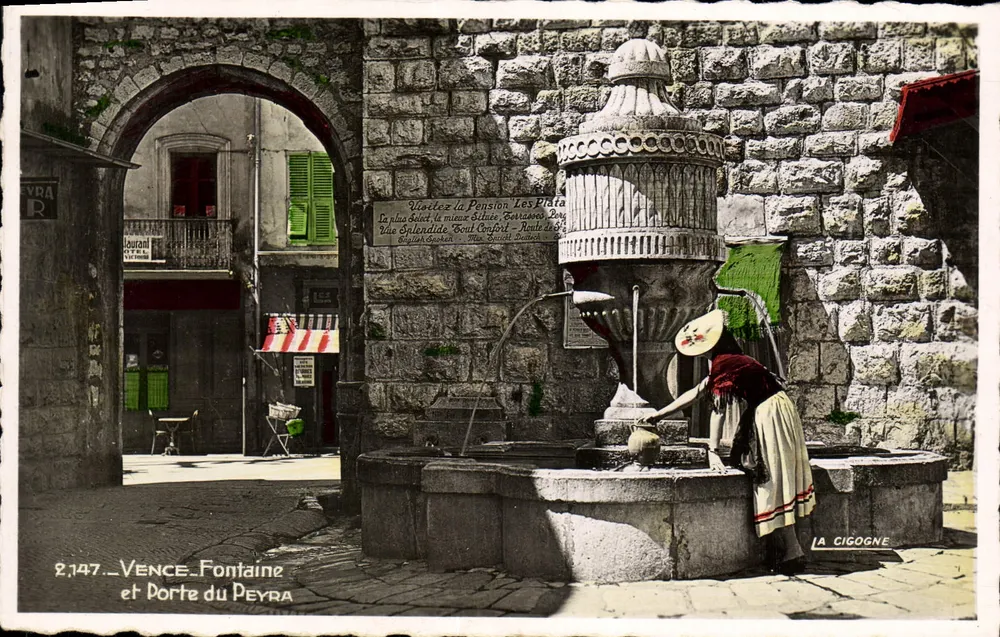 Vence - Fontaine et Porte du Peyra — La Cigogne, n°2.147 - Recto