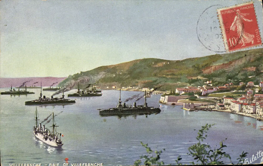 Villefranche - Baía de Villefranche — vista da baía com navios — editor Gilette - Frente