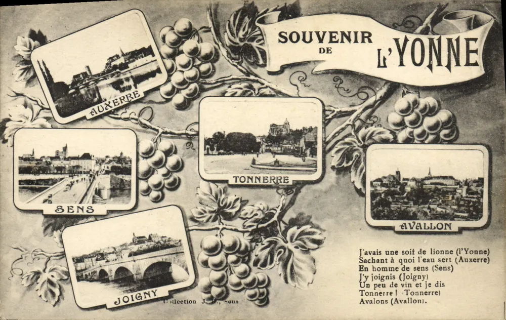 Sens, Auxerre, Tonnerre, Joigny, Avallon — Erinnerung an die Yonne — Sammlung J. P. Sens - Vorderseite