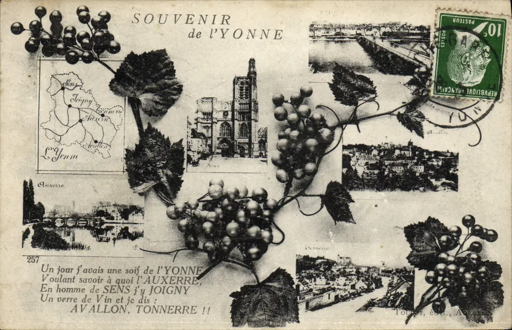 Souvenir da Yonne — vinhedos, cartas postais e paisagens — editor anônimo, n° 257 - Frente