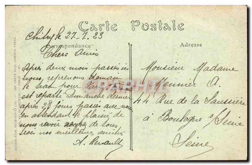 Souvenir da Yonne — vinhedos, cartas postais e paisagens — editor anônimo, n° 257 - Verso