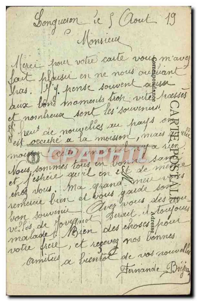 Auxerre, Sens, Tonnerre, Joigny, Avallon — Lembrete da Yonne — Coleção J. D., Sens - Verso