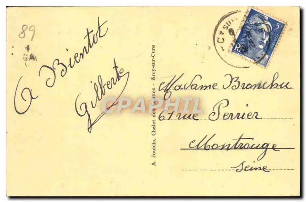 Grottes d'Arcy-sur-Cure (Yonne) — A Descida — A. Joublin, editor - Verso
