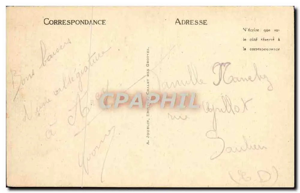 Grottes d'Arcy-sur-Cure (Yonne) — A Polvo — Editor A. Jourlin, n°7 - Verso