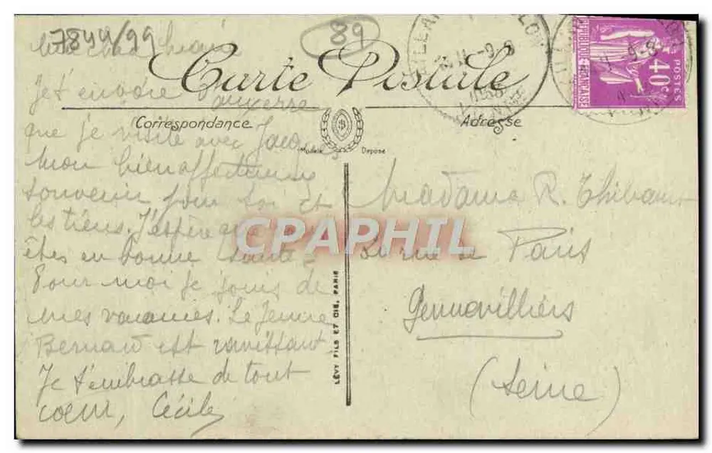 Auxerre — A Relógio — II — Editor: Lévy Fils, Paris - Verso