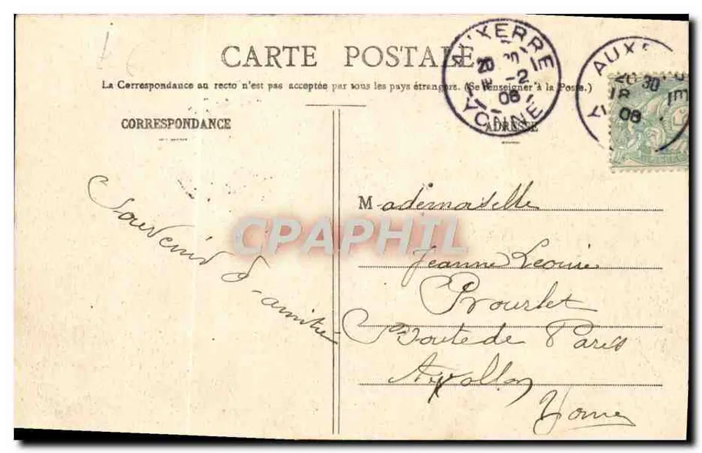 Auxerre — Promenaden an der Porte d'Egleny — Cl. L. Fourquaux - Toulot, lib., Auxerre - Rückseite