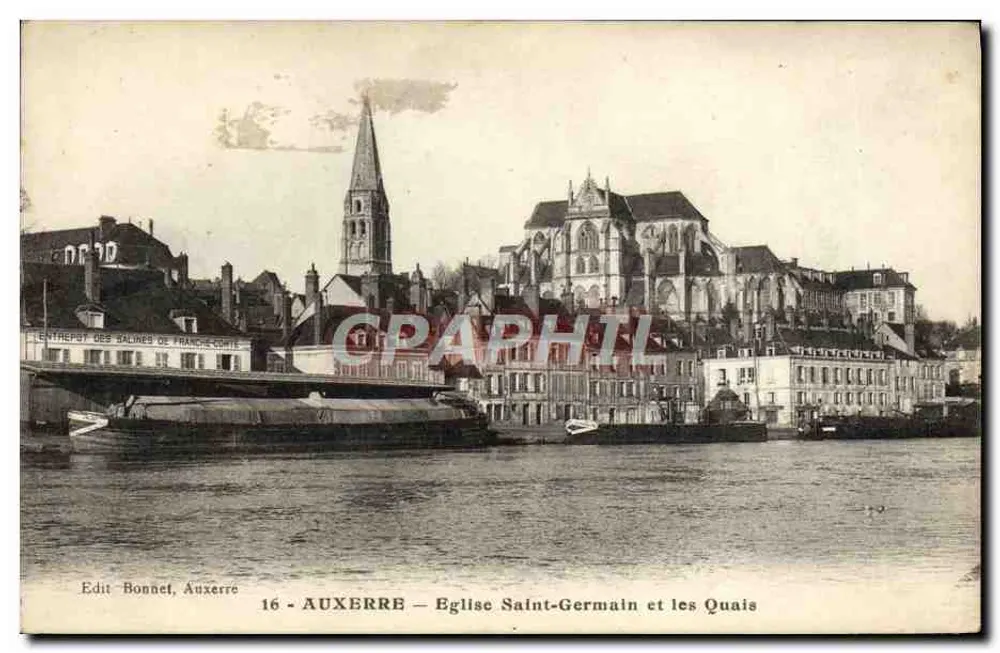 Auxerre — Kirche Saint-Germain und die Ufer — Verlag Bonnet, Auxerre, Nr. 16 - Vorderseite