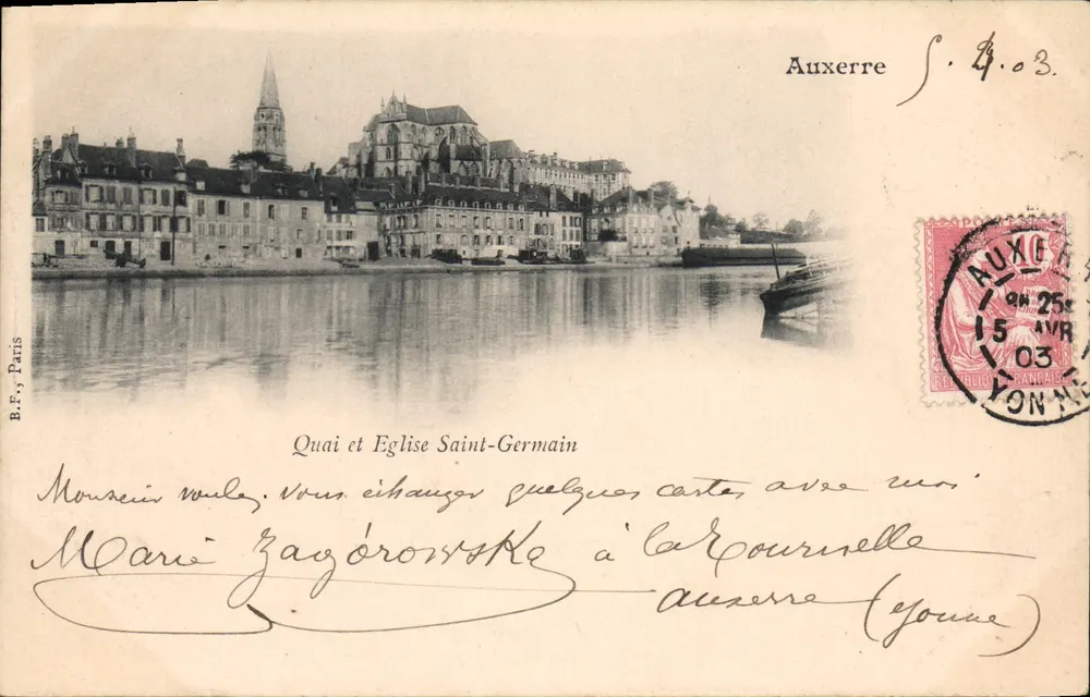 Auxerre — Quai und Kirche Saint-Germain — B.P., Paris - Vorderseite