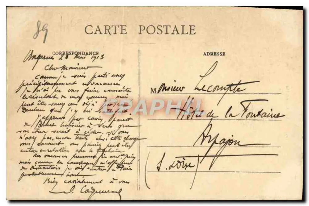 Auxerre — A Relógio — R. Vamossion, editor, n°1 - Verso