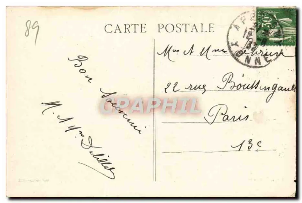 Auxerre — A Postagem — Fot. Comble - Verso