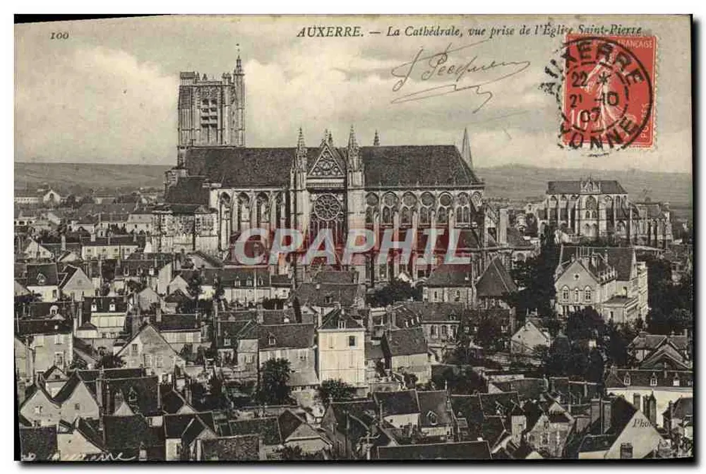 Auxerre — Die Kathedrale, Ansicht vom Kirchhof Saint-Pierre — J. Peclman, Nr. 100 - Vorderseite