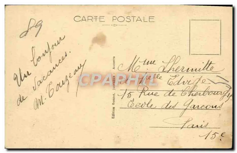 Auxerre — Der Turm der Kirche Saint-Germain — Ausgabe Bonnet, Auxerre, Nr. 25 - Rückseite