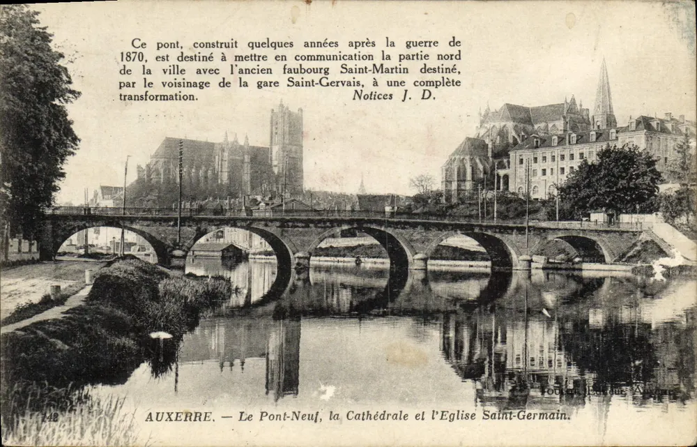 Auxerre — Der Neubrücke, die Kathedrale und die Kirche Saint-Germain - Vorderseite
