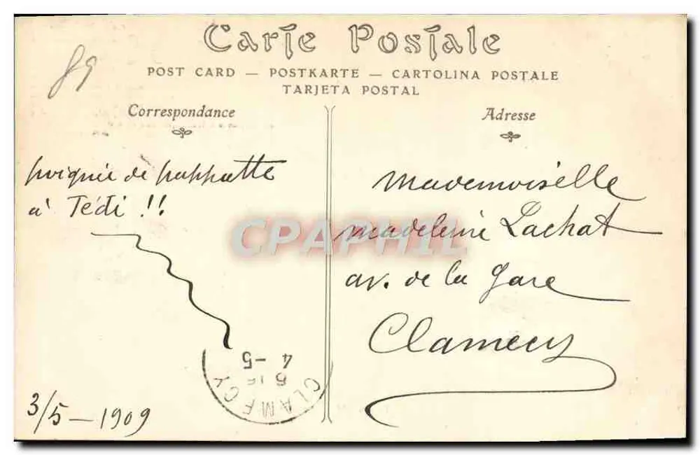 AUXERRE — A Estátua de Paul Bert — Toulot, editor — Antiga carta postal - Verso