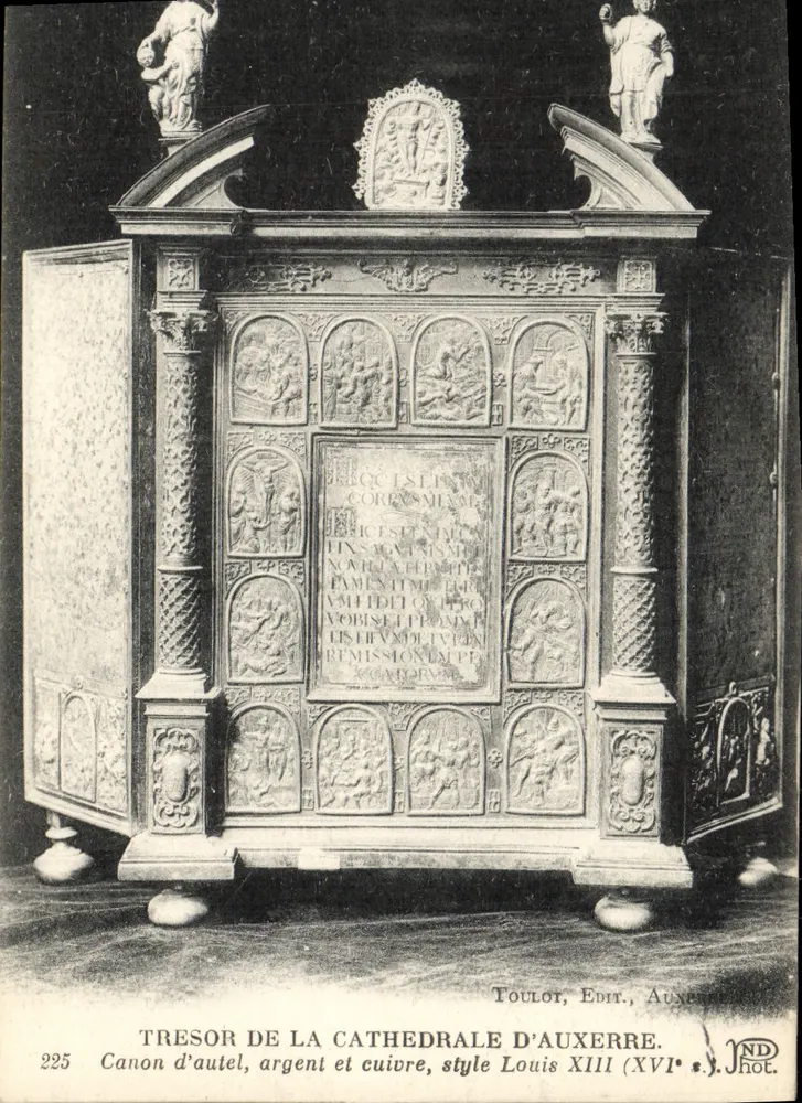 Schatz der Kathedrale von Auxerre — Silber- und Kupferkanone für den Altar, Stil Louis XIII (16. Jh.) — Toulou, Verlag, Auxerre - Vorderseite