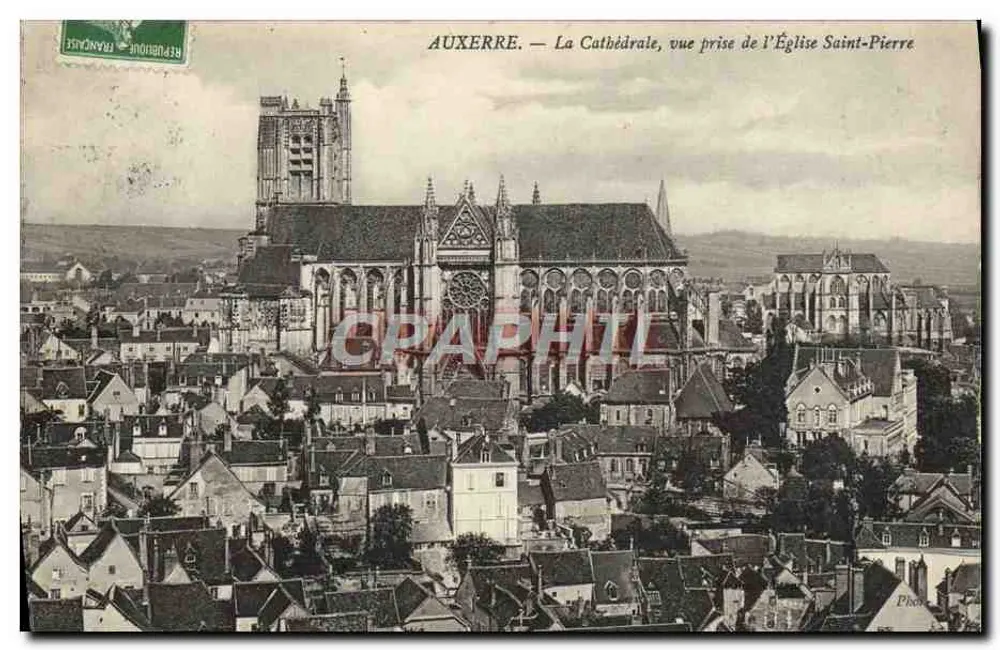 Auxerre — Die Kathedrale, Ansicht vom Kirchhof Saint-Pierre — Phototypie - Vorderseite