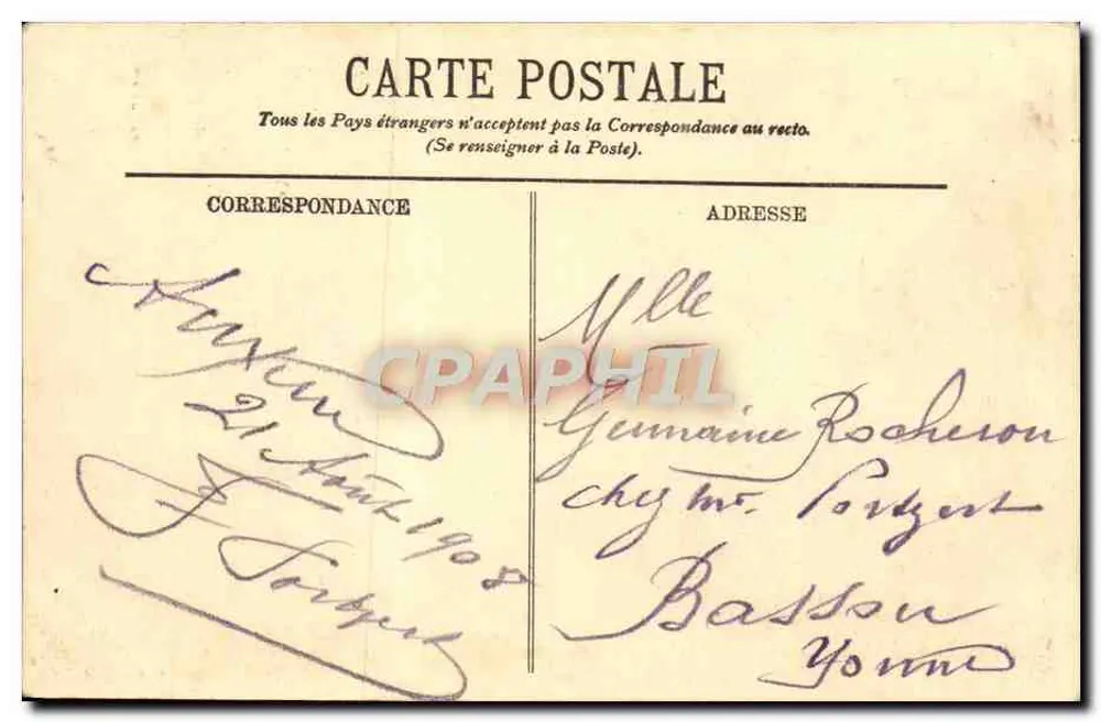 Auxerre — O Parque do Árvore Seca — editor Postes - Verso