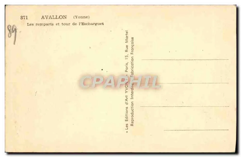 Avallon (Yonne) — Die Mauern und Turm von l'Escharguet — Yvonne Art Editions - Rückseite