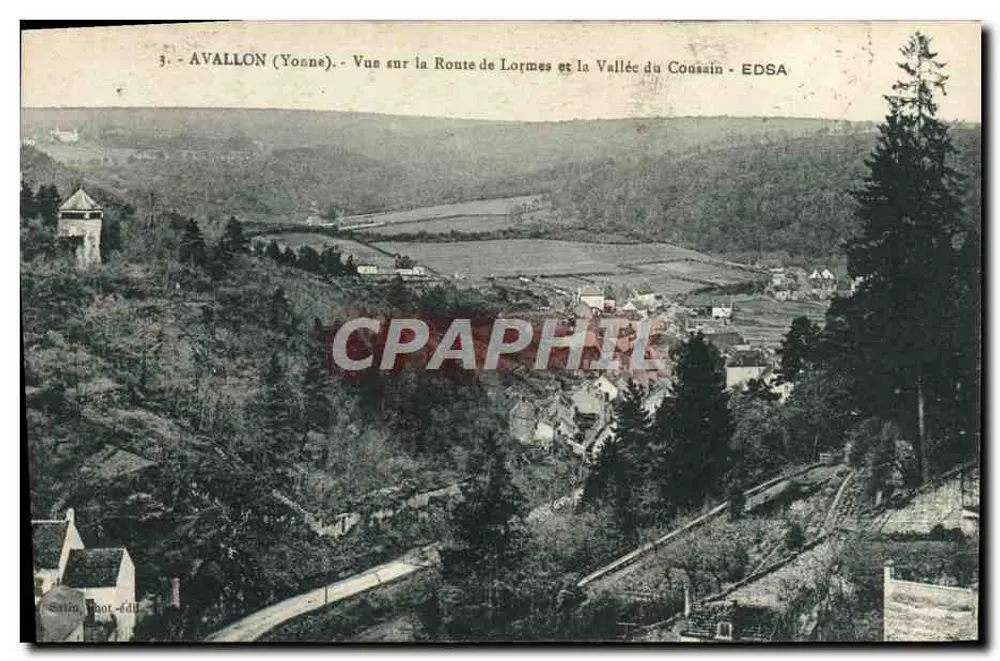 Avallon (Yonne) — Blick auf die Straße nach Lormes und das Tal des Coassain — EDSA - Vorderseite