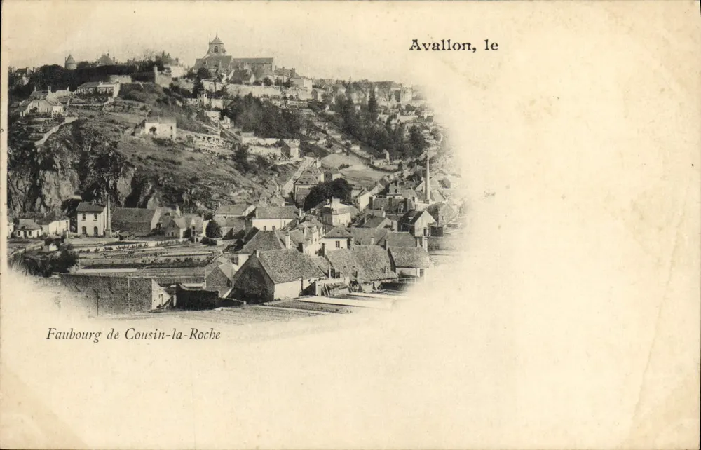 Avallon, der Cousin-la-Roche-Vorort — Panoramablick — unbekannter Verleger - Vorderseite