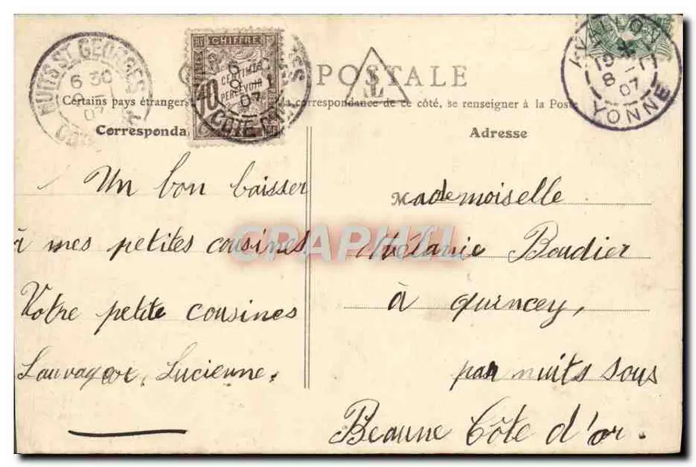 Avallon (Yonne) — Place Vauban avec statue — B.F. PARIS n°34 - Verso
