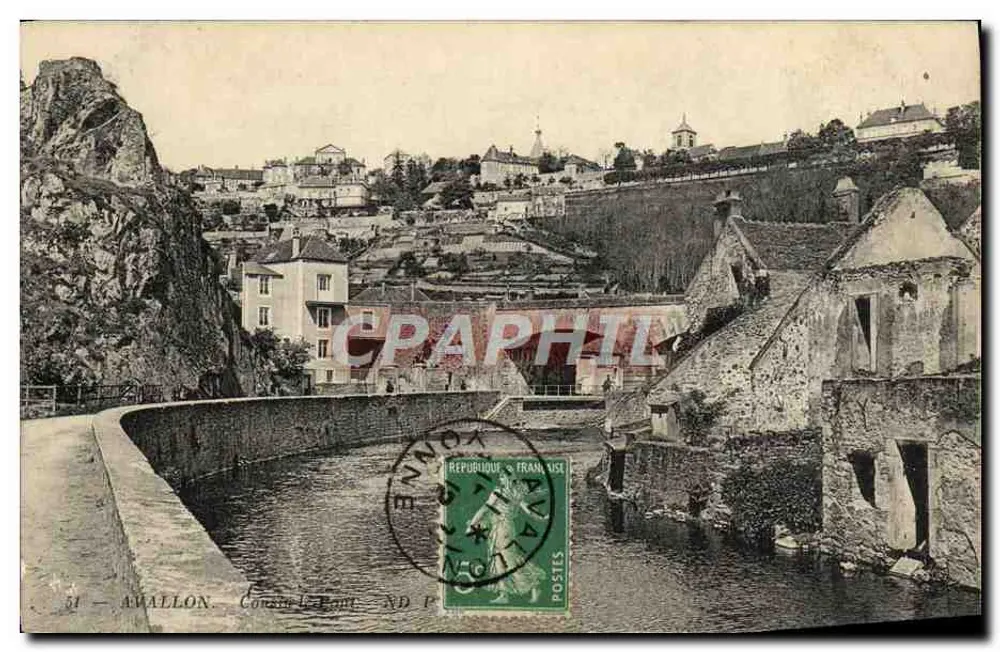 Avallon — Vista do confluente da Loue e da Saône — Bilhete postal antigo N° 1 - Frente