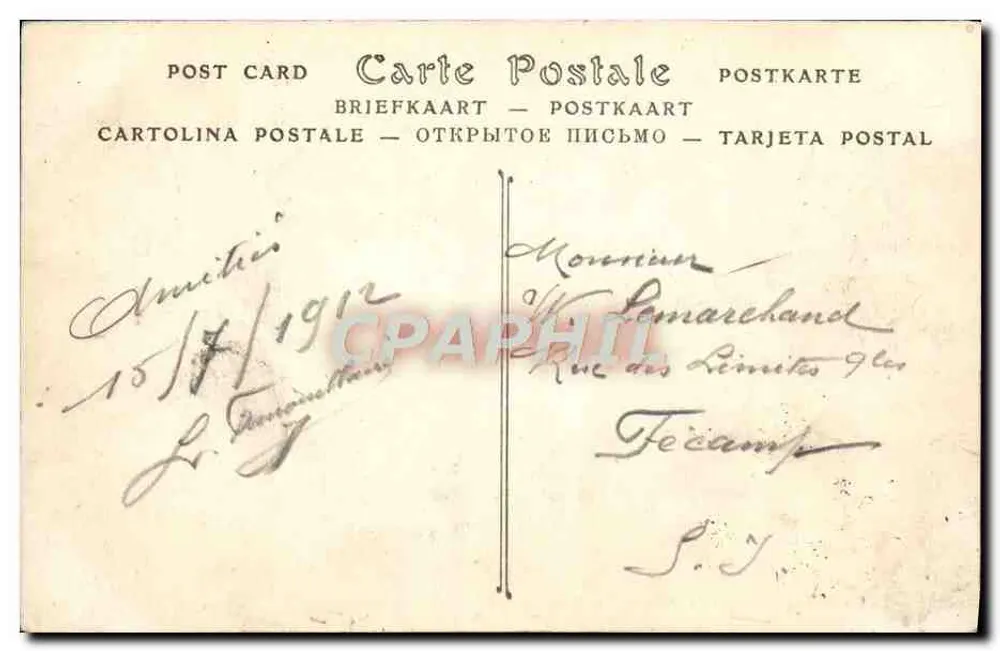 Avallon — Vista do confluente da Loue e da Saône — Bilhete postal antigo N° 1 - Verso