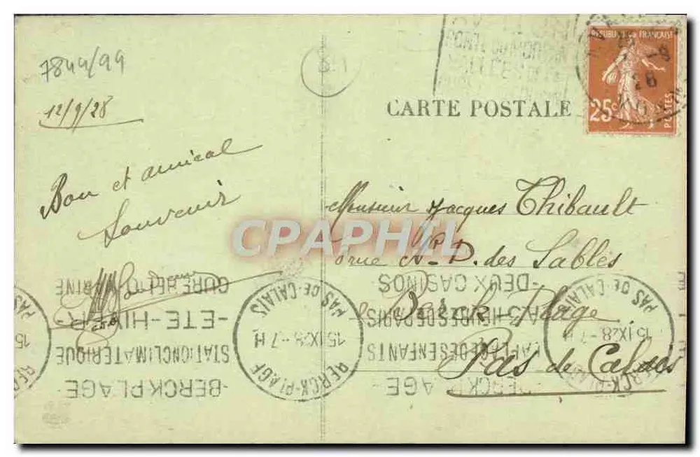 Avallon — Vista de Cousin-le-Pont — Editor no identificado, n° de serie 3 - Reverso