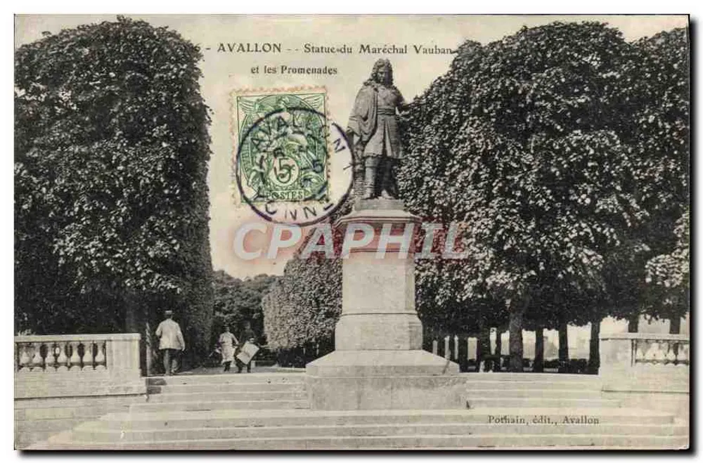 Avallon - Statue des Marschalls Vauban und die Promenaden - Pothain, Verleger, Avallon - Vorderseite