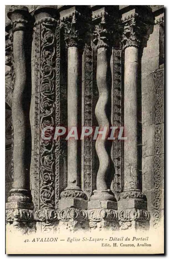 Avallon — Kirche St-Lazare — Detail des Portals — Edit. H. Couron, Avallon - Vorderseite