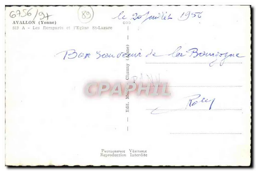 Avalon (Yonne) — Die Mauern und die Kirche St-Lazare — Edit. Melie - Rückseite