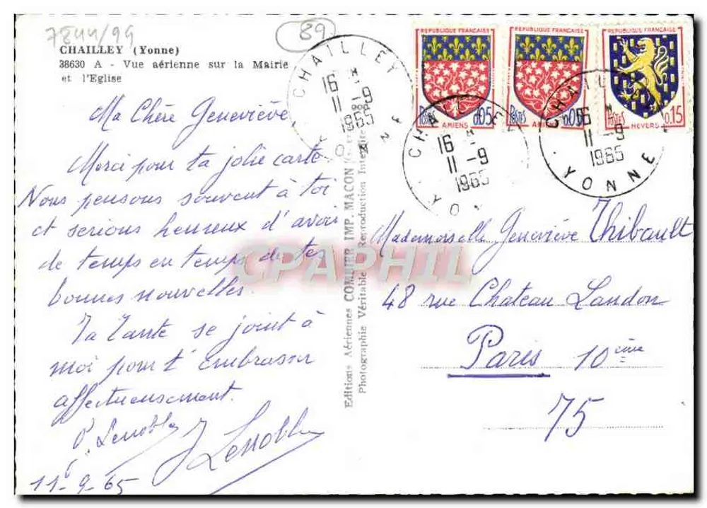 Chailley (Yonne) — Luftbild der Rathaus und Kirche — Éditions Aériennes Comluer - Rückseite