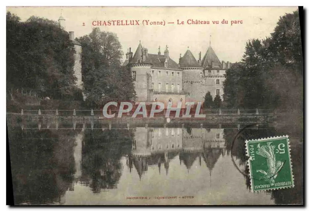 Chastellux (Yonne) — Het Kasteel gezien vanaf het park — Fototipie Quichoudot - Autor - Voorkant