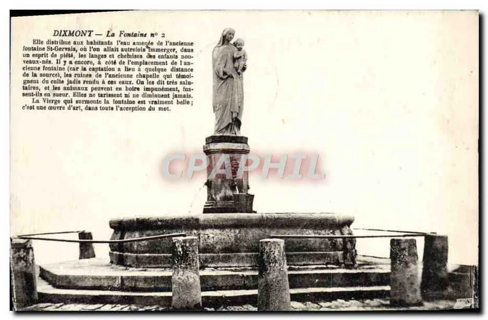 Dixmont — Fontanna nr 2 — Statua Matki Bożej z Dzieciątkiem - Awers