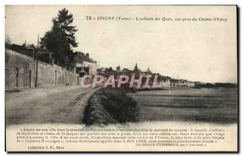 Joigny (Yonne) - Die Reihe der Quais, Ansicht vom Chemin d'Epizy — Sammlung J. D., Sens - Vorderseite