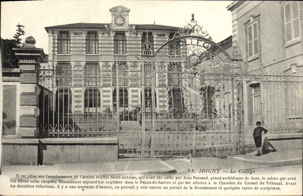 Joigny — O Colégio — Editor J. L. Sens, n° 68 - Frente