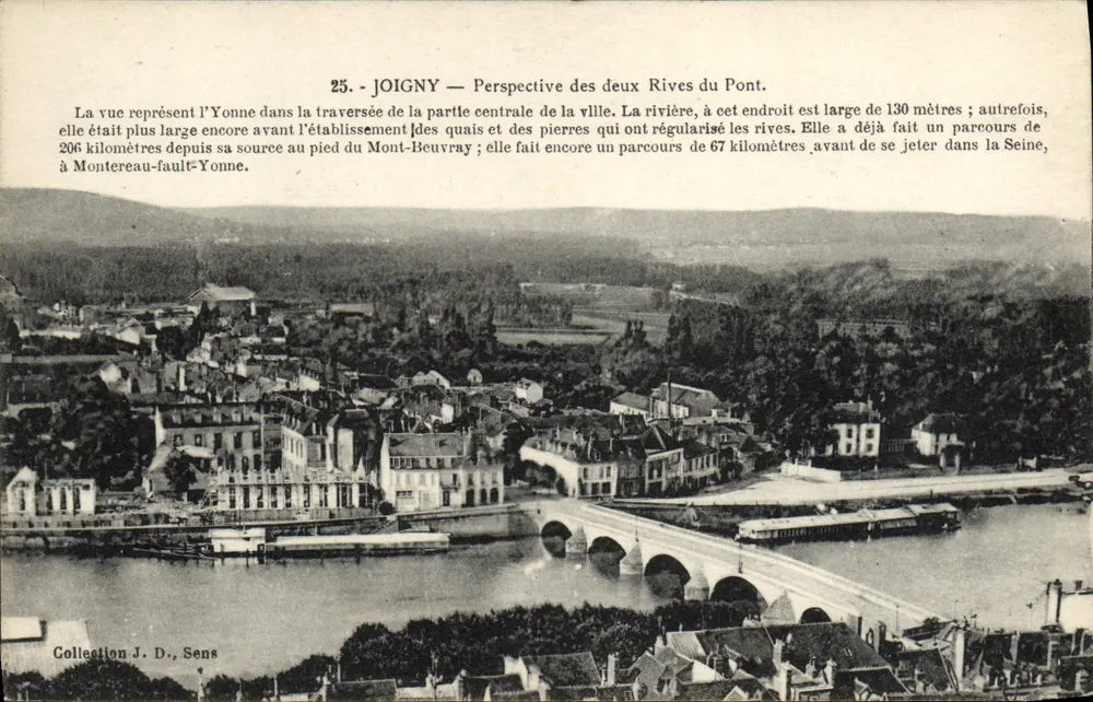 Joigny — Perspectiva das Duas Riberas do Ponte — Coleção J. D., Sens - Frente