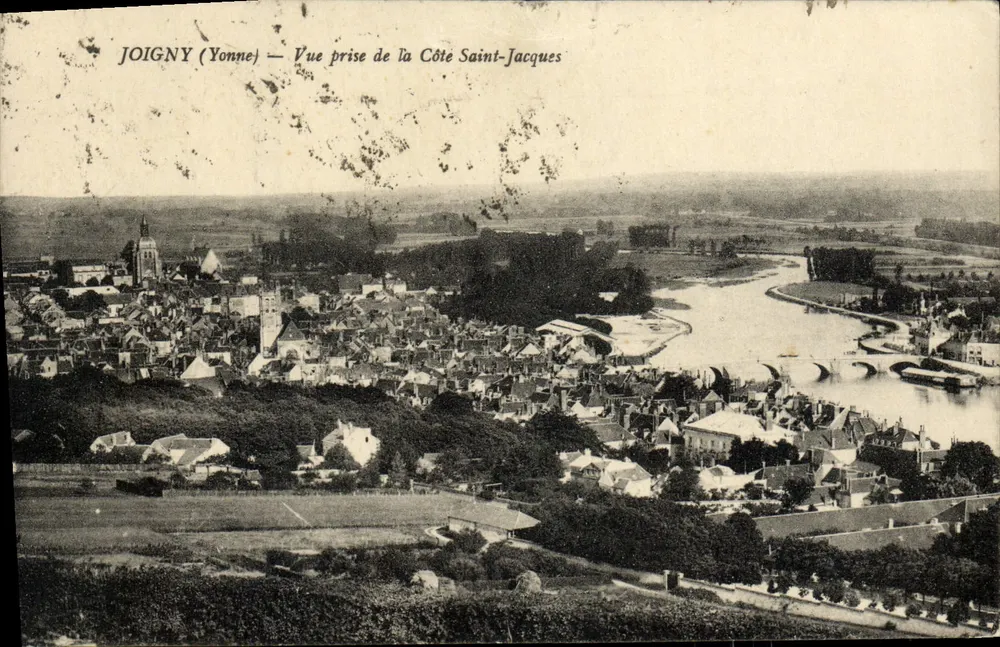 Joigny (Yonne) — Vue prise de la Côte Saint-Jacques — éditeur impr. sur la carte - Frente