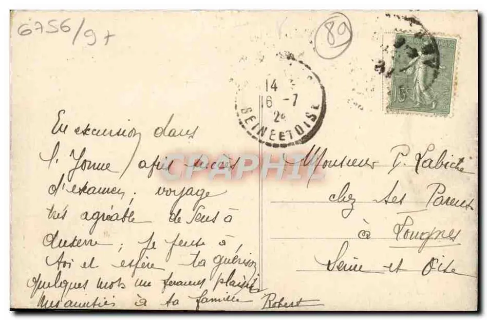 Joigny (Yonne) — Vue prise de la Côte Saint-Jacques — éditeur impr. sur la carte - Verso