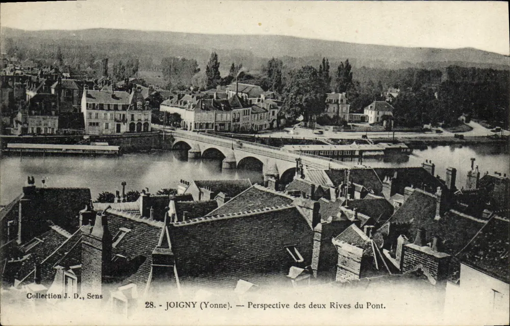Joigny (Yonne) — Perspectiva das Duas Riberas do Ponte — Coleção J. D., Sens - Frente