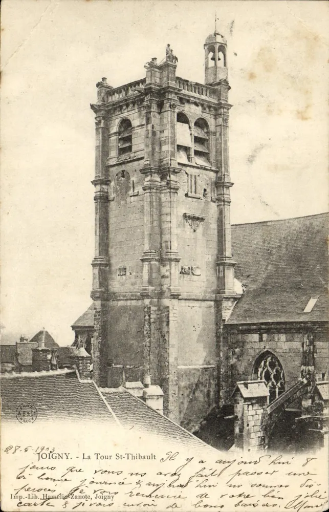Joigny - La Tour St-Thibault — éditeur Imp. Lib. Hamelche-Zanote, n° 8324 - Frente