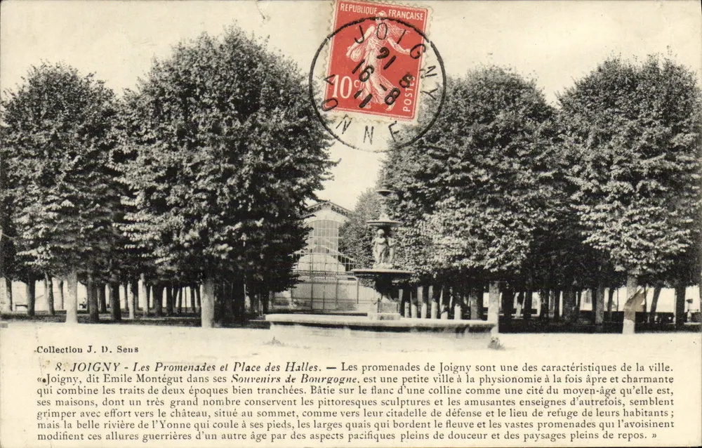 Joigny — Les Promenades et Place des Halles — Imprimerie de Joigny - Vorderseite