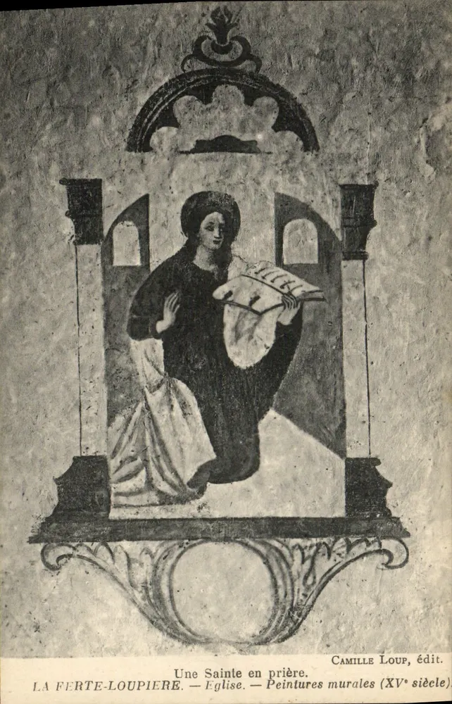 La Ferté-Loupière — Eine Heilige in Gebet — Wandmalereien (15. Jahrhundert) — Camille Loup, Verlag - Vorderseite
