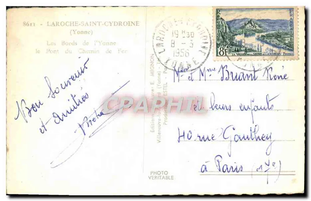 Die Ufer der Yonne — Die Eisenbahnbrücke — Edition E. Mignon, Villeneuve-la-Garenne - Rückseite