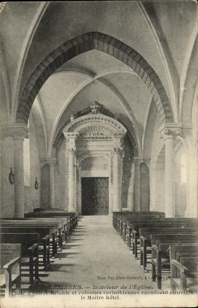 Lézinnes — Innenansicht der Kirche — Mme Vve Blatt-Barrault, in Lézinnes (Yonne) - Vorderseite