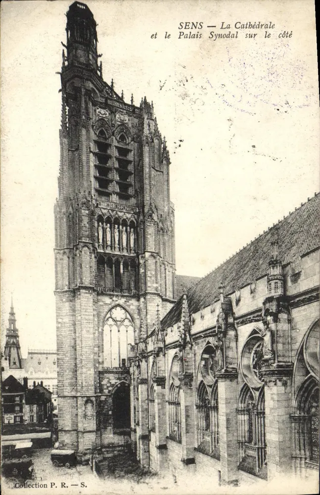 Sens — Die Kathedrale und das Synodalpalais auf der Seite — Sammlung P. R. — S. - Vorderseite