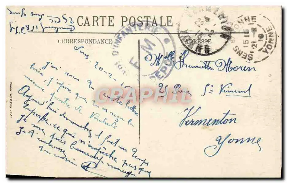 Sens — Aussicht auf das Viertel Madagascar und das Rathaus — LL. - Rückseite